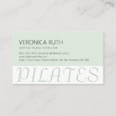 Elegante minimalistische Pilates Mint Green afspra Visitekaartje (Achterkant)