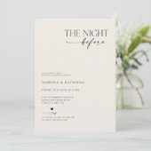 Elegante Minimalistische Proefbruiloft Dinner Kaart (Staand voorkant)
