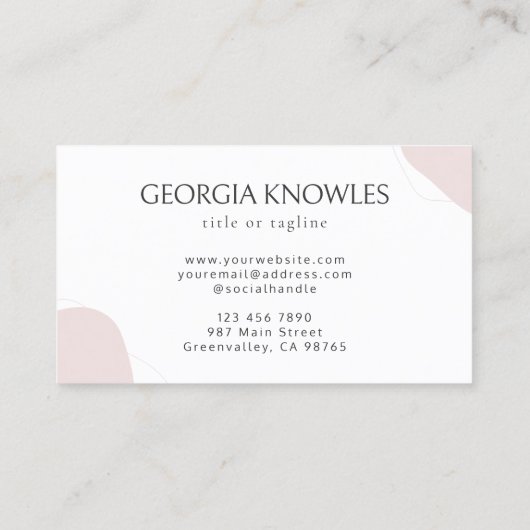 Elegante minimalistische professionele blush roze visitekaartje (Achterkant)