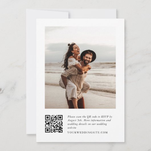 Elegante minimalistische QR code 2 FOTO Vrijgezell Kaart (Achterkant)