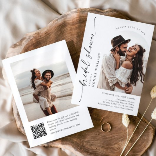 Elegante minimalistische QR code 2 FOTO Vrijgezell Kaart