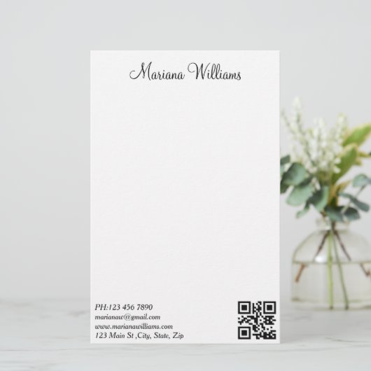 Elegante minimalistische QR code Business Trendy Briefpapier (Staand voorkant)