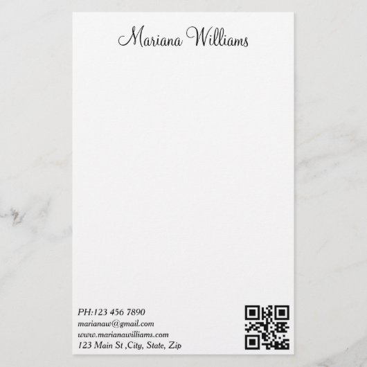 Elegante minimalistische QR code Business Trendy Briefpapier (Voorkant)