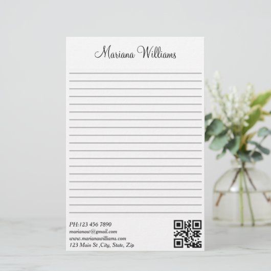 Elegante minimalistische QR code Business Trendy L Briefpapier (Staand voorkant)