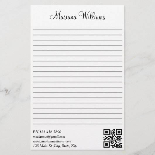Elegante minimalistische QR code Business Trendy L Briefpapier (Voorkant)