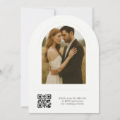 Elegante Minimalistische QR-code Foto Bruiloft Kaart (Achterkant)
