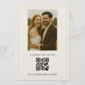 Elegante Minimalistische QR-code Foto Bruiloft Kaart (Achterkant)