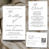 Elegante Minimalistische QR Code RSVP Trouwkaart Kaartje