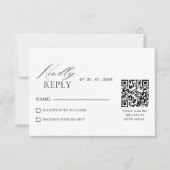 Elegante Minimalistische QR Code RSVP Trouwkaart Kaartje (Voorkant)