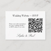 Elegante minimalistische QR-code website RSVP-kaar Informatiekaartje (Voorkant)
