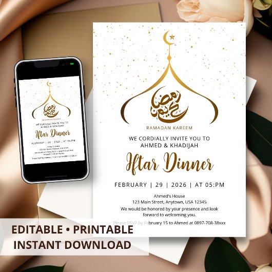 Elegante Minimalistische Ramadan Iftar-dineruitnod Kaart