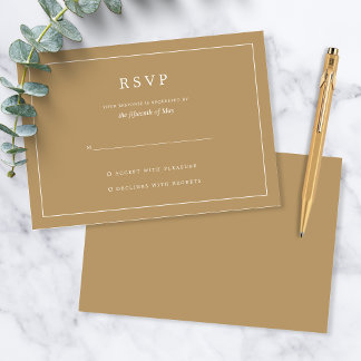 Elegante Minimalistische Rand Gouden Huwelijk RSVP Kaartje