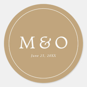 Elegante Minimalistische Rand Gouden Monogram Brui Ronde Sticker