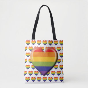 Elegante minimalistische regenboog hart ontwerp tote bag