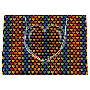 Elegante Minimalistische Regenboog Harten Groot Cadeauzakje