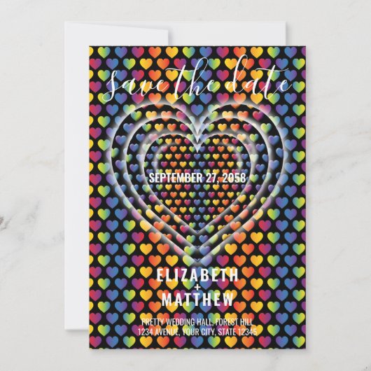 Elegante Minimalistische Regenboog Harten Kaart (Voorkant)