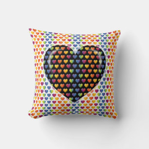 Elegante Minimalistische Regenboog Harten Kussen
