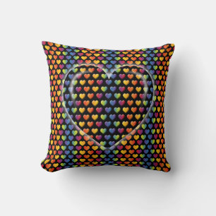 Elegante Minimalistische Regenboog Harten Kussen