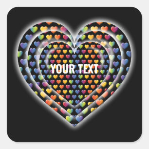 Elegante Minimalistische Regenboog Harten Vierkante Sticker