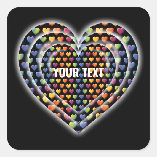 Elegante Minimalistische Regenboog Harten Vierkante Sticker (Voorkant)