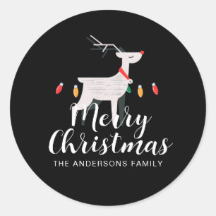 Elegante minimalistische Rendier Kerstmis familien Ronde Sticker