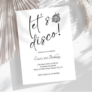 Elegante Minimalistische Retro Let's Disco Verjaar Kaart