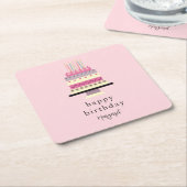 Elegante minimalistische retro leuke meisjesroze v kartonnen onderzetters (Schuin)