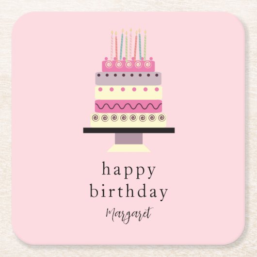 Elegante minimalistische retro leuke meisjesroze v kartonnen onderzetters (Voorkant)