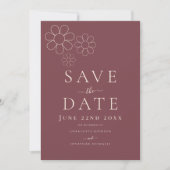 Elegante Minimalistische Retro Margriet Burgundy T Save The Date (Voorkant)