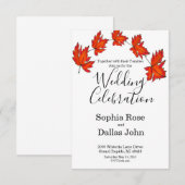 Elegante minimalistische rode bladeren Herfst brui Kaart (Voorkant / Achterkant)