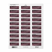 Elegante minimalistische rode bruiloft retouradres etiket (Full Sheet)