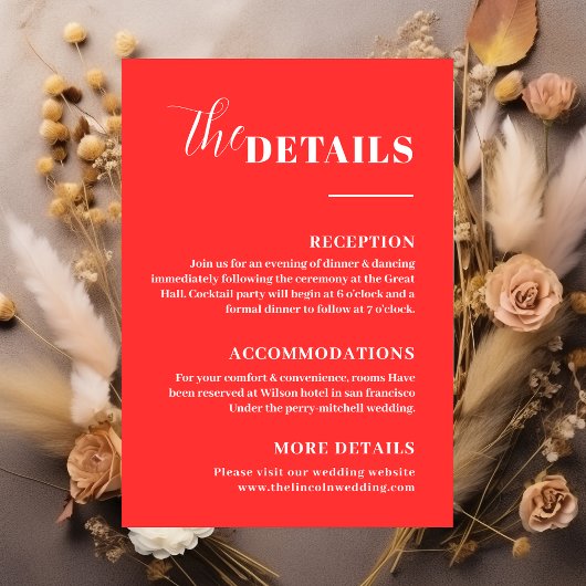 Elegante minimalistische rode details Enclosure Ka Informatiekaartje