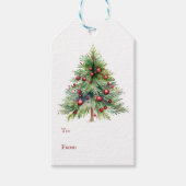 Elegante minimalistische rode groene dennenboom Ke Cadeaulabel (Voorkant)
