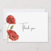 Elegante minimalistische rode klaproos bloemen bru bedankkaart (Voorkant)