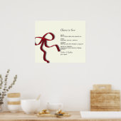 Elegante minimalistische rode strik Eenvoudige ele Poster (Keuken)