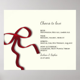 Elegante minimalistische rode strik Eenvoudige ele Poster