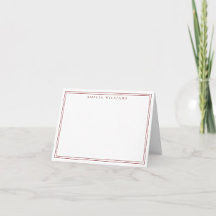 Elegante Minimalistische Rode Twee Rand Notitiekaartje