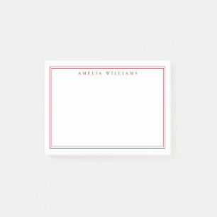 Elegante Minimalistische Rode Twee Rand Post-it® Notes