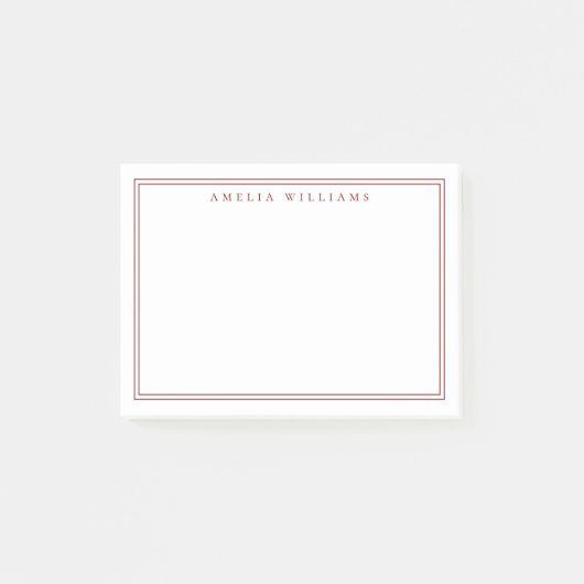 Elegante Minimalistische Rode Twee Rand Post-it® Notes (Voorkant)