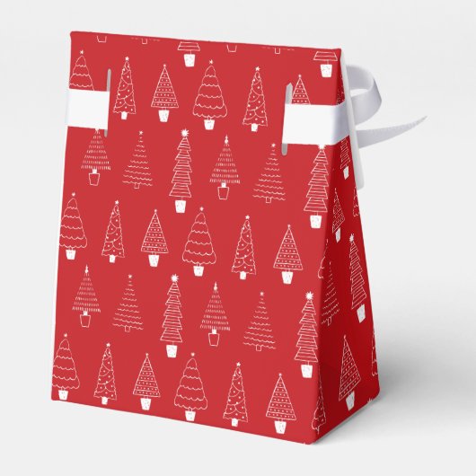 Elegante Minimalistische Rode & Witte Kerstboom Bedankdoosjes (Achterkant)