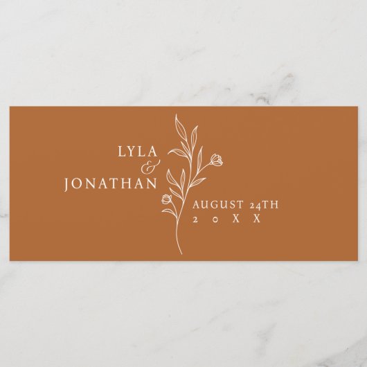 Elegante minimalistische roest zitplaatskaartkop K Menu (Voorkant)