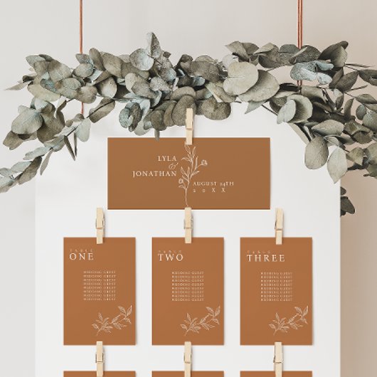 Elegante minimalistische roest zitplaatskaartkop K Menu