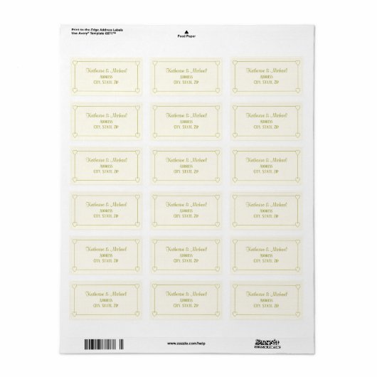 Elegante minimalistische romige witte gouden bruil etiket (Full Sheet)