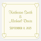Elegante minimalistische romige witte gouden bruil vierkante sticker (Voorkant)