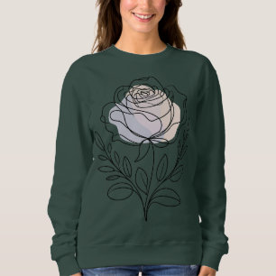 Elegante Minimalistische Roos Lijnkunst Dames Swea Trui