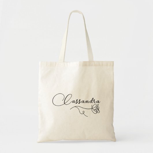 Elegante Minimalistische Roos Script Aangepaste Na Tote Bag (Voorkant)