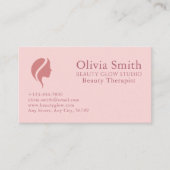Elegante minimalistische roze beauty professional visitekaartje (Voorkant)