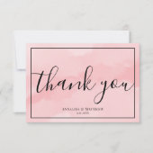 Elegante minimalistische roze bruiloft bedankkaart (Voorkant)