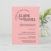 Elegante minimalistische roze foto bruiloft kaart (Staand voorkant)