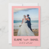 Elegante minimalistische roze foto bruiloft kaart (Achterkant)
